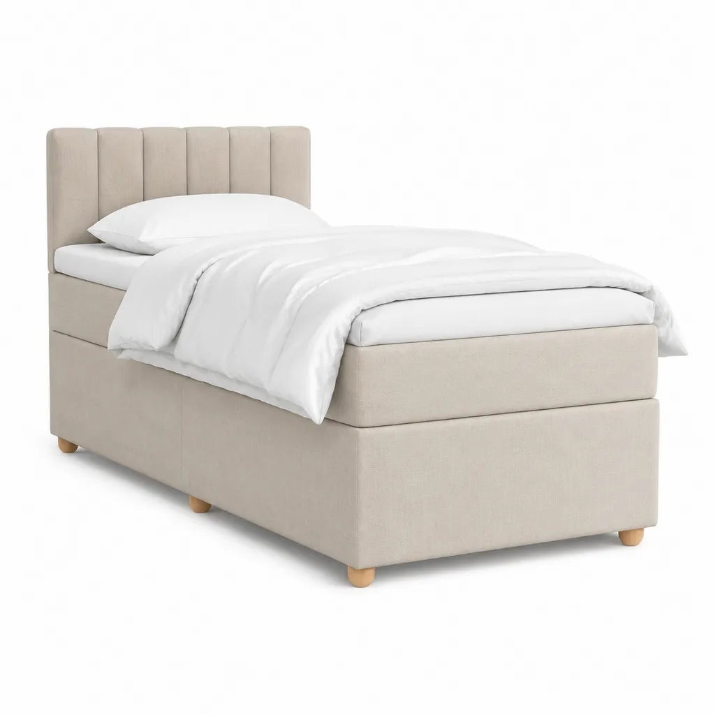 Polsterbett Einzelbett 90 x 200 cm mit Polyesterbezug Rechteckig Beige