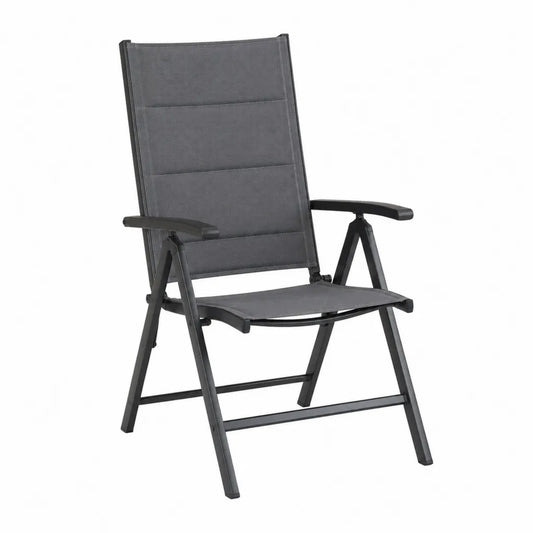 Klappbarer Gartenstuhl mit Armlehnen 56 x 65 x 108 cm Stahl und Textilene Anthrazit