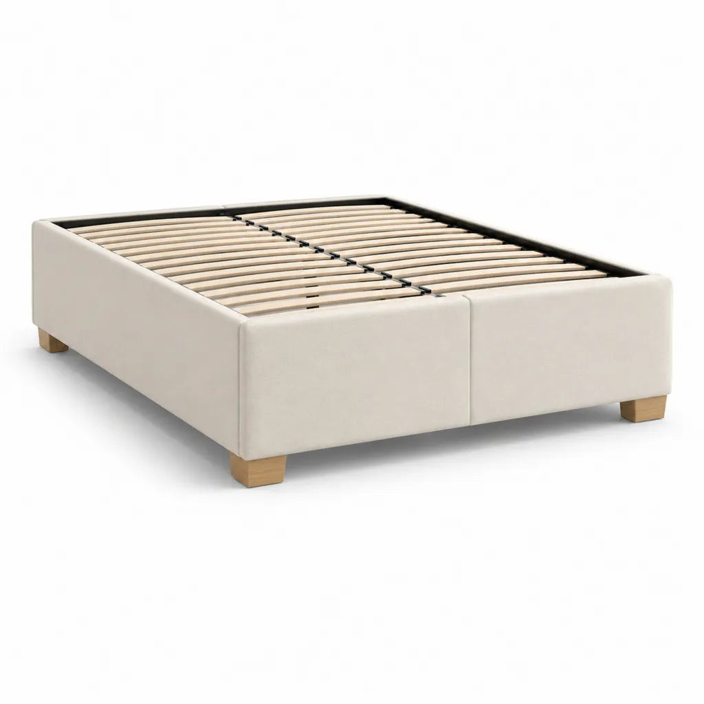 Polsterbett Doppelbettgestell 160 x 200 cm Polyester Creme rechteckig mit Lattenrost
