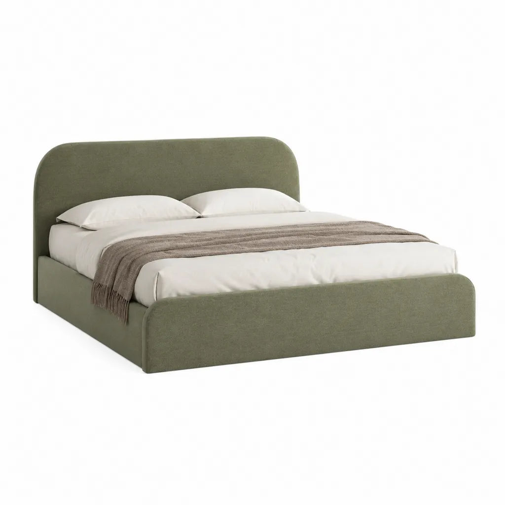 Polsterbett Doppelbett 160 x 200 cm Polyester abgerundet Olivgrün