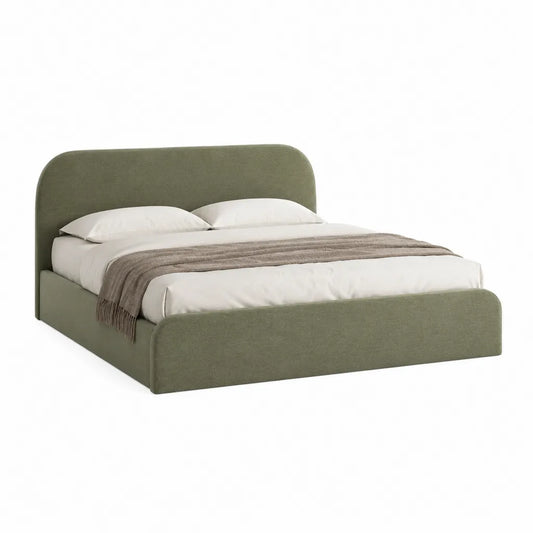 Polsterbett Doppelbett 160 x 200 cm Polyester abgerundet Olivgrün