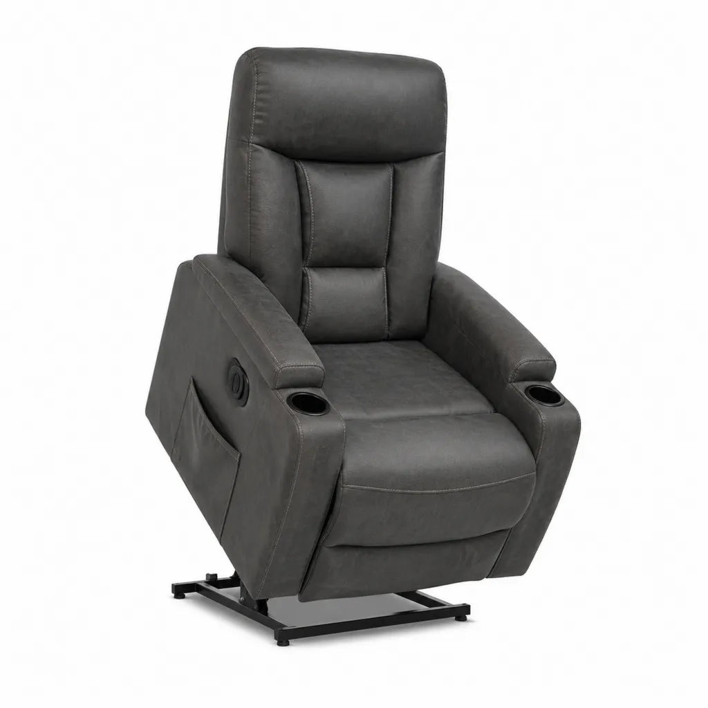 Relaxsessel TV-Sessel mit Liegefunktion Polyester-Mikrofaser Dunkelgrau 89 cm Breite 95 cm Tiefe 104 cm Höhe