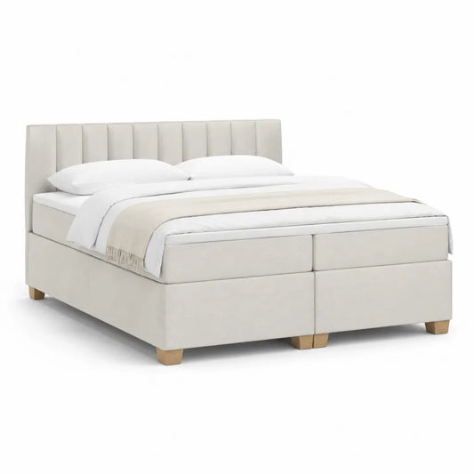 Boxspringbett 180 x 200 cm mit gepolstertem Kopfteil Polyester Cremeweiß