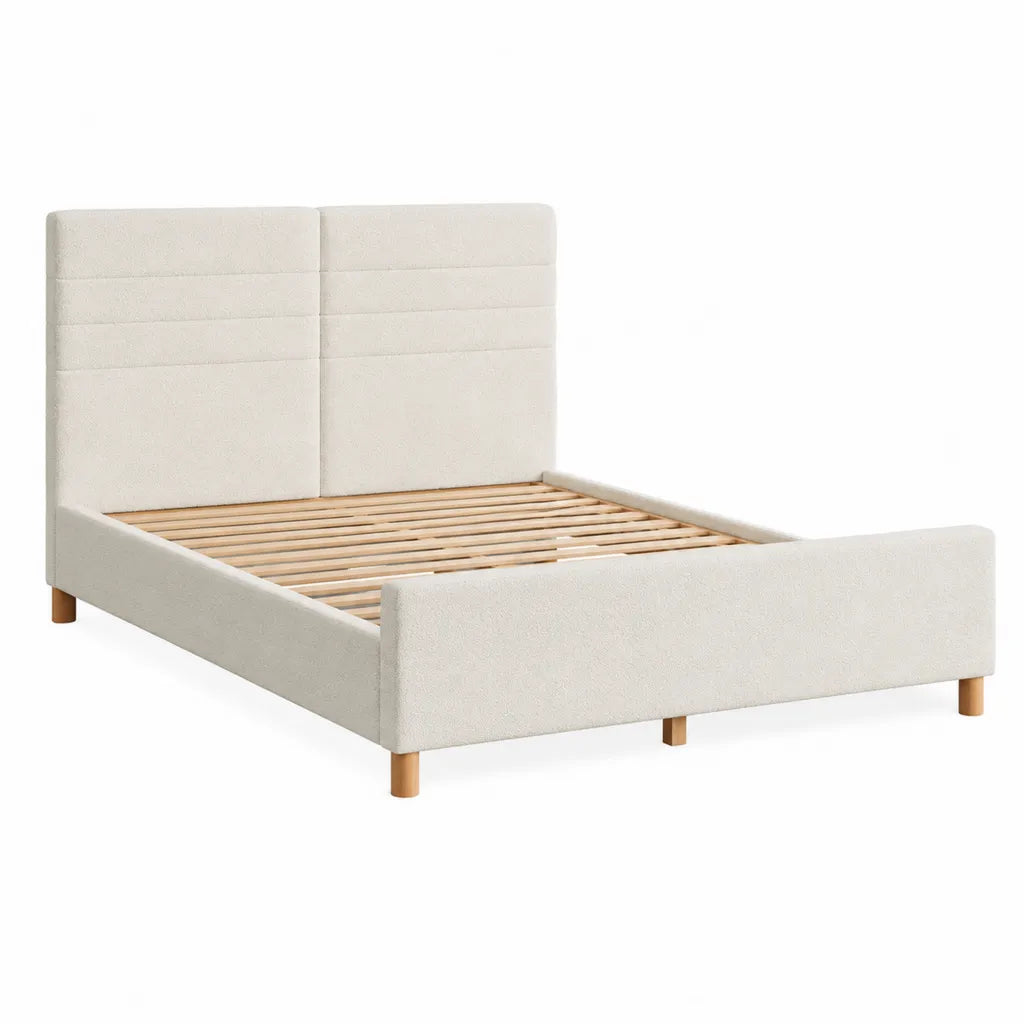 Polsterbett Bettgestell rechteckig 160 x 200 cm Polyester Creme