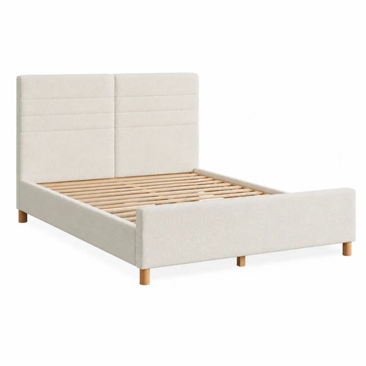 Polsterbett Bettgestell rechteckig 160 x 200 cm Polyester Creme