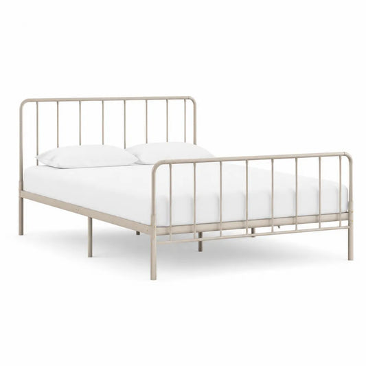 Metallbett Doppelbettgestell 140 x 200 cm Stahlrohr rechteckig Beige