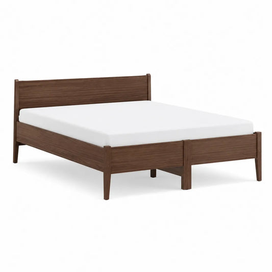 Doppelbett Bettgestell 160 x 200 cm aus MDF mit Walnussoptik Braun