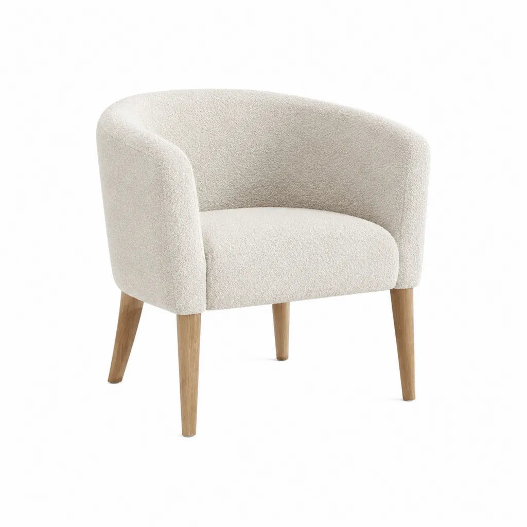 Cocktailsessel Bouclé-Polyester mit Massivholzbeinen Creme 72 x 70 x 76 cm