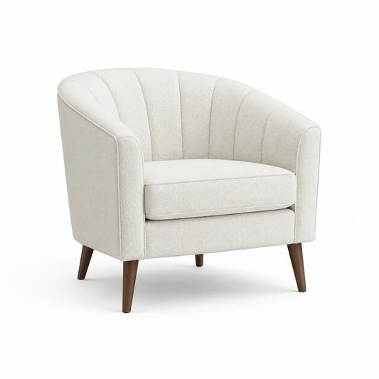 Cocktailsessel Bouclé-Polyester Cremeweiß mit Massivholzbeinen 76 x 75 x 78 cm