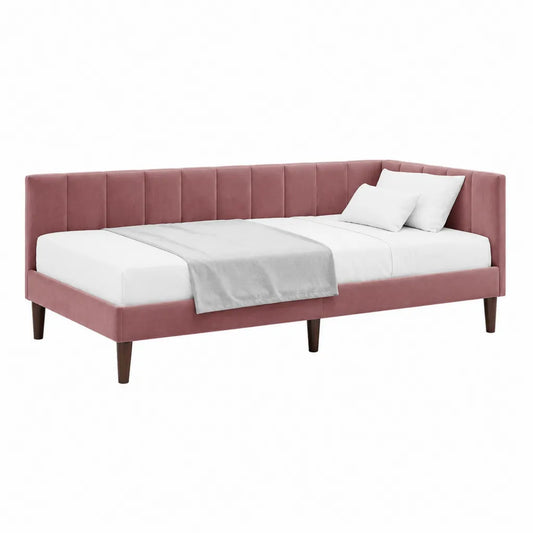 Polsterbett Tagesbett 90 x 200 cm mit Polyester-Samtbezug Rosa