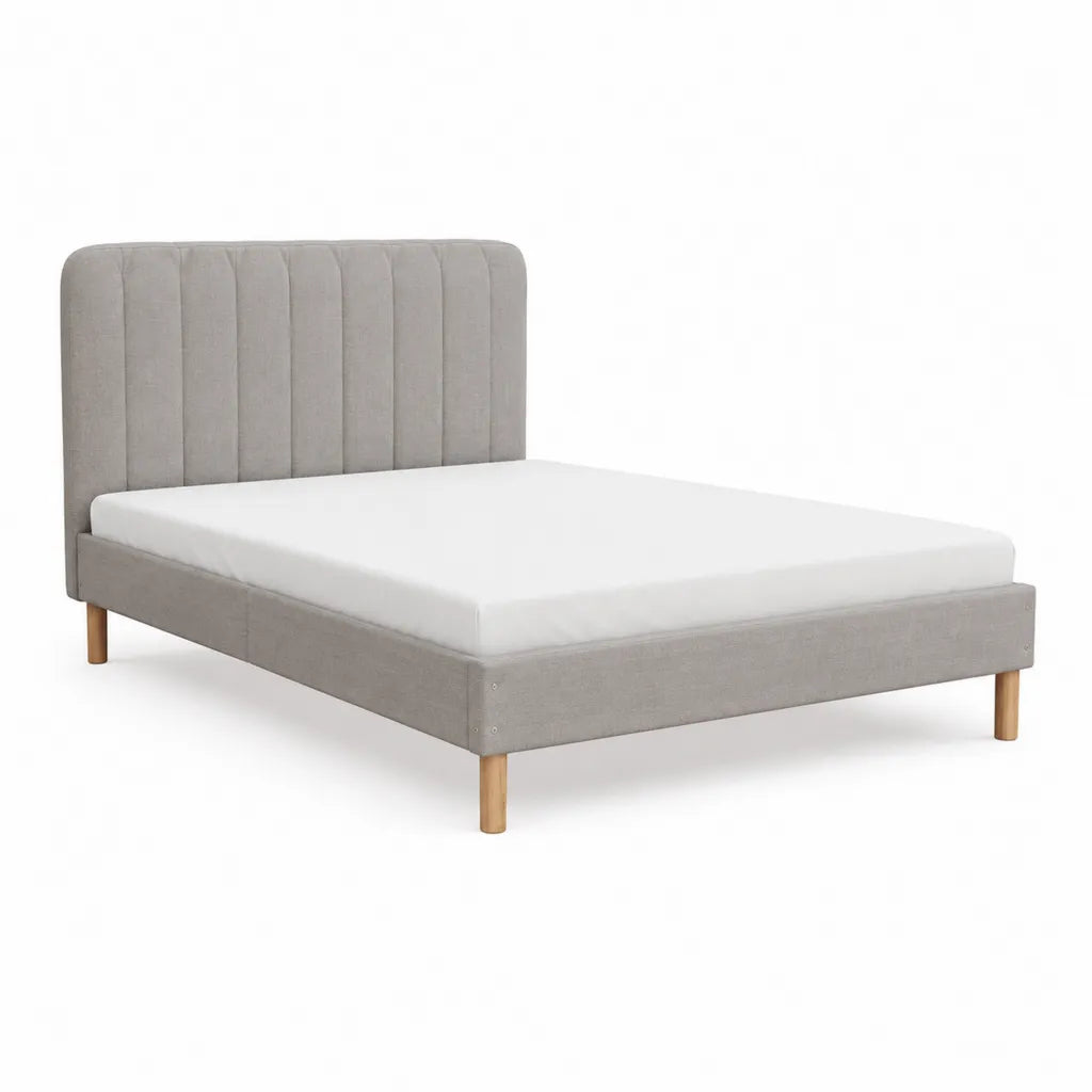 Polsterbett Doppelbett 160 x 200 cm mit vertikal gestepptem Kopfteil Polyester Grau