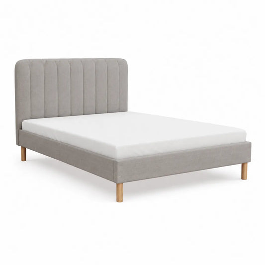Polsterbett Doppelbett 160 x 200 cm mit vertikal gestepptem Kopfteil Polyester Grau