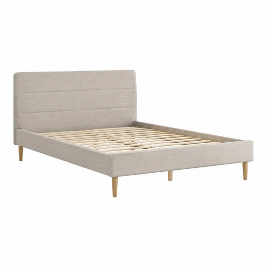 Polsterbett Doppelbett 160 x 200 cm mit Lattenrost Polyester Beige rechteckig