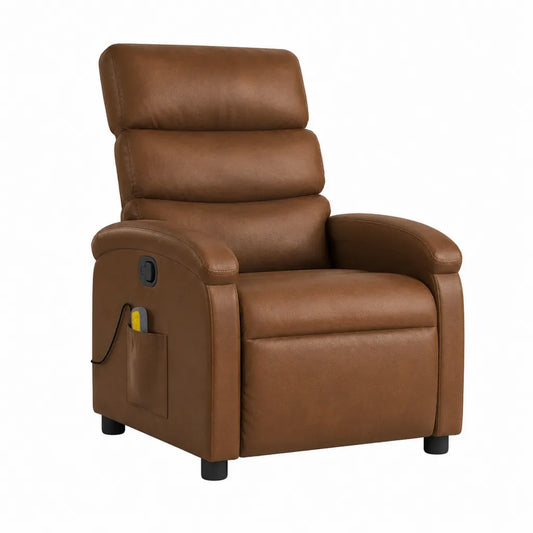 Elektrischer Relaxsessel mit Kabel-Fernbedienung aus PU-Kunstleder in rechteckiger Form Braun 88 x 94 x 104 cm