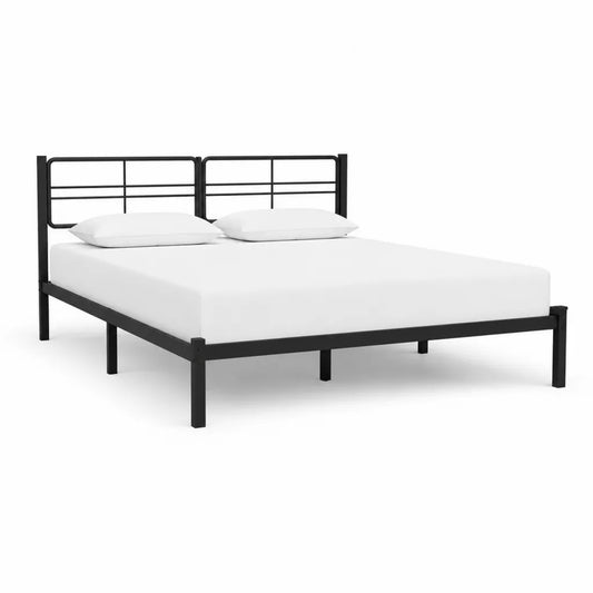 Metallbett Doppelbettgestell 160 x 200 cm aus Stahl rechteckig Schwarz