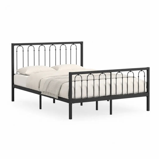 Metallbett Doppelbettgestell 160 x 200 cm Stahl rechteckig Schwarz