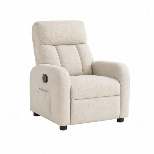 Relaxsessel mit manueller Liegefunktion Polyester Teddyplüsch Creme 83 x 92 x 102 cm