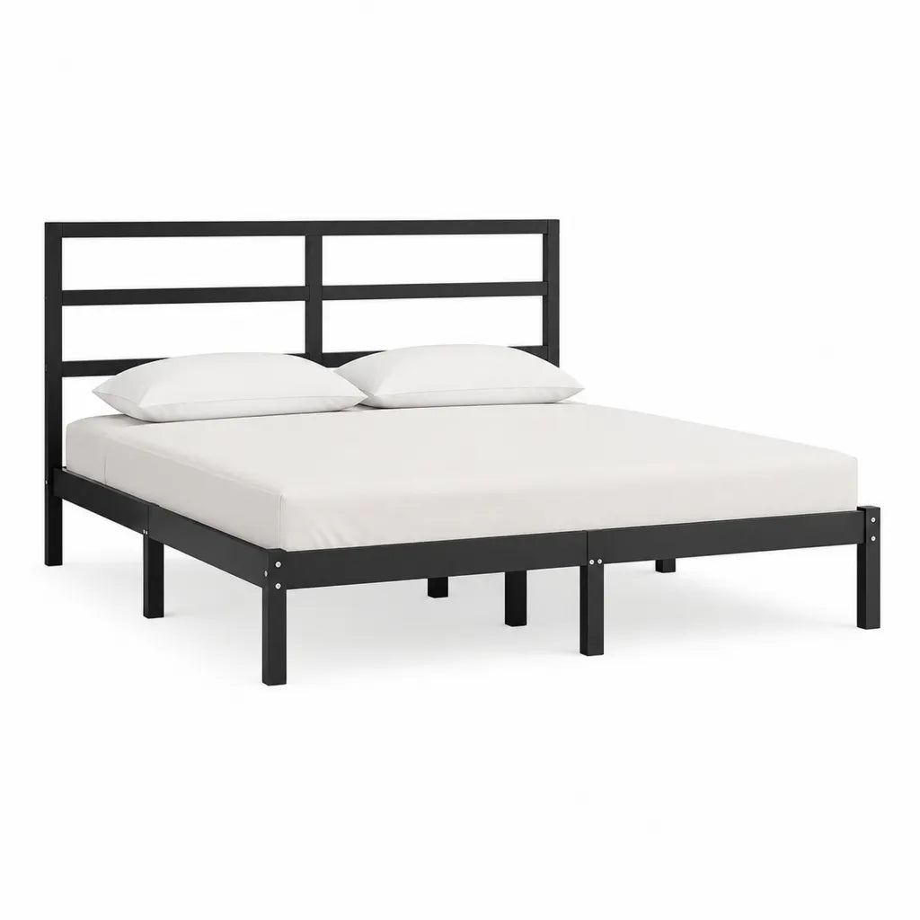 Metallbettgestell Doppelbett 160 x 200 cm aus Stahl mit Kopfteil Schwarz