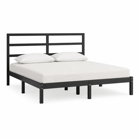 Metallbettgestell Doppelbett 160 x 200 cm aus Stahl mit Kopfteil Schwarz