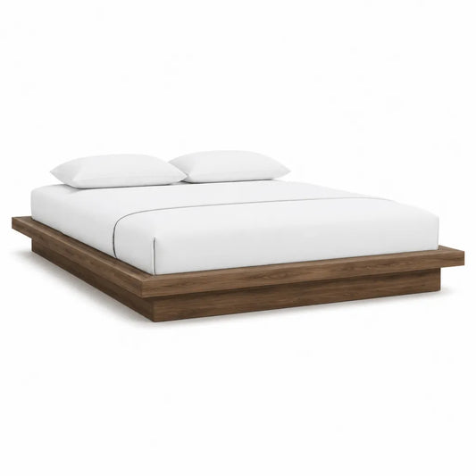 Futonbett Bettgestell 180 x 200 cm aus MDF mit Walnussholzfurnier in Walnussbraun