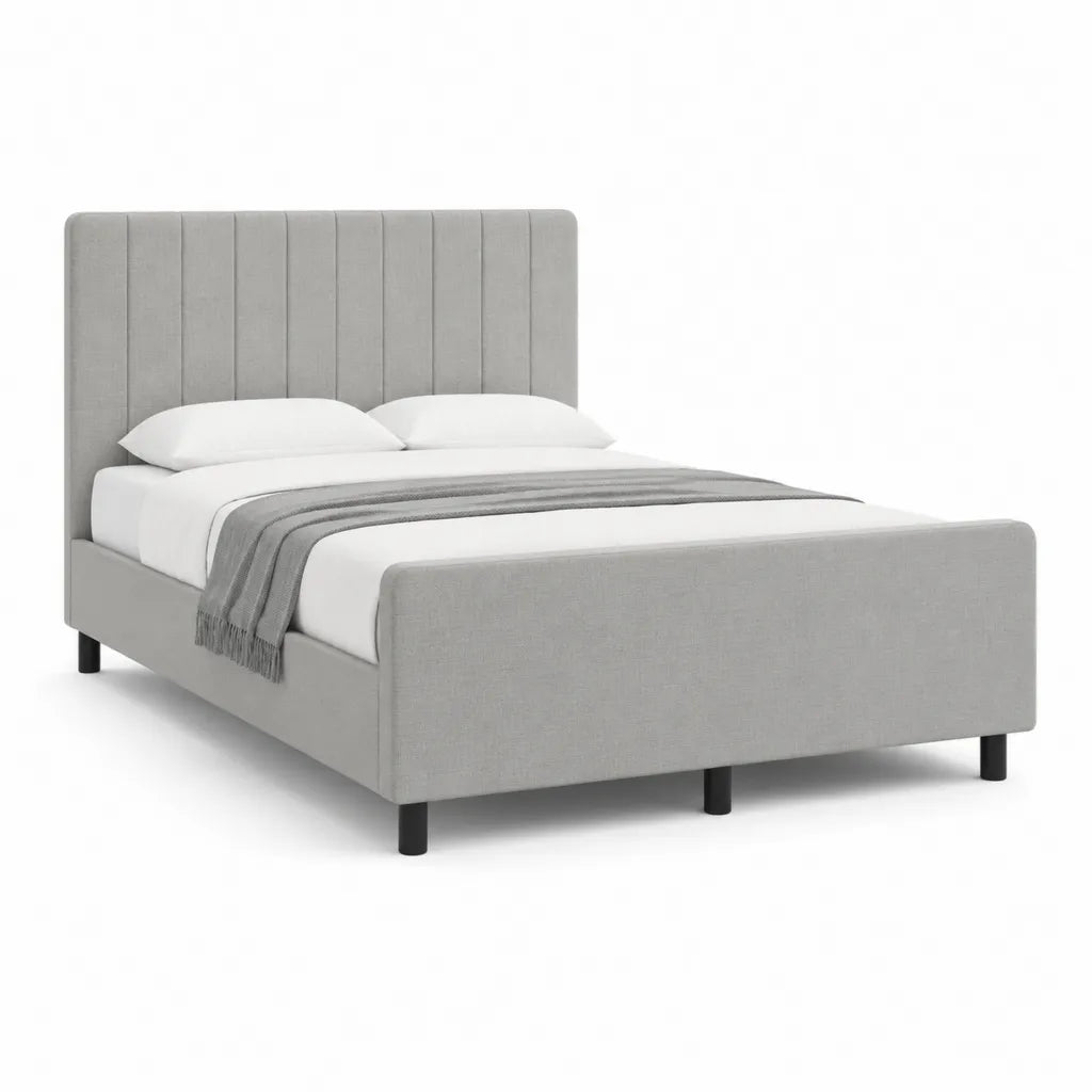 Polsterbett Doppelbett 160 x 200 cm Polyester rechteckig Hellgrau