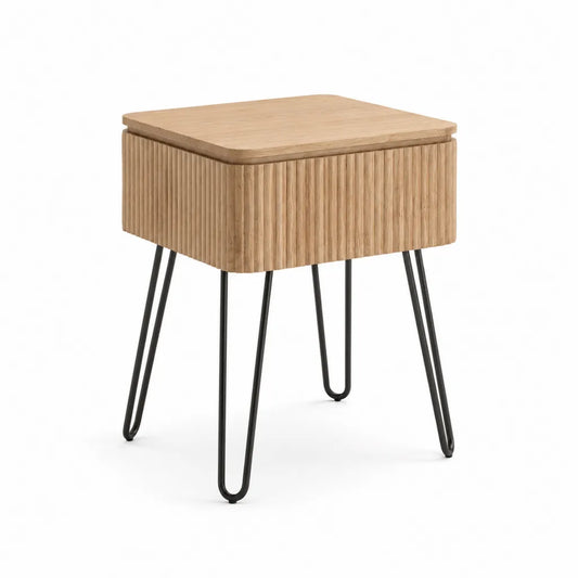 Nachttisch mit Schublade 40 x 40 x 55 cm MDF mit Eichenfurnier quadratisch Natur Schwarz