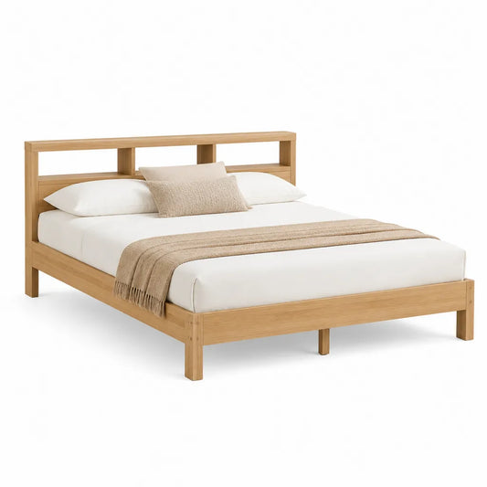 Massivholzbett Doppelbett 160 x 200 cm Gummibaumholz Natur