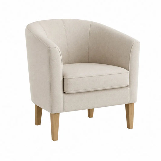 Polstersessel mit Polyesterbezug und Massivholzbeinen in Creme 76 x 74 x 82 cm
