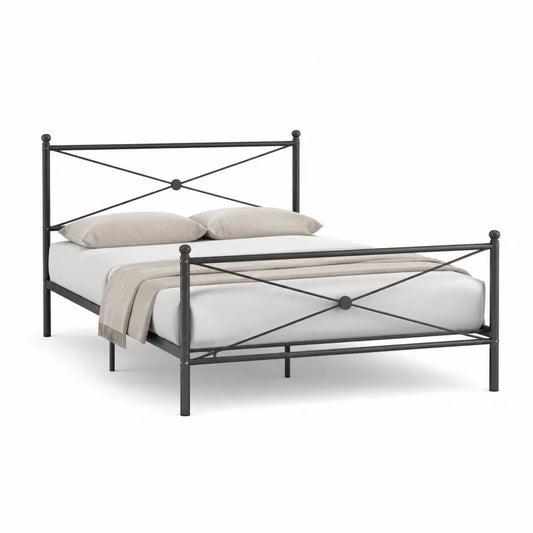 Metallbettgestell Doppelbett 140 x 200 cm Stahl rechteckig Schwarz