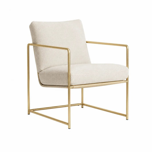 Loungesessel mit Armlehnen Polyesterbezug Stahlrohrgestell gerade Creme Gold 68 x 75 x 83 cm
