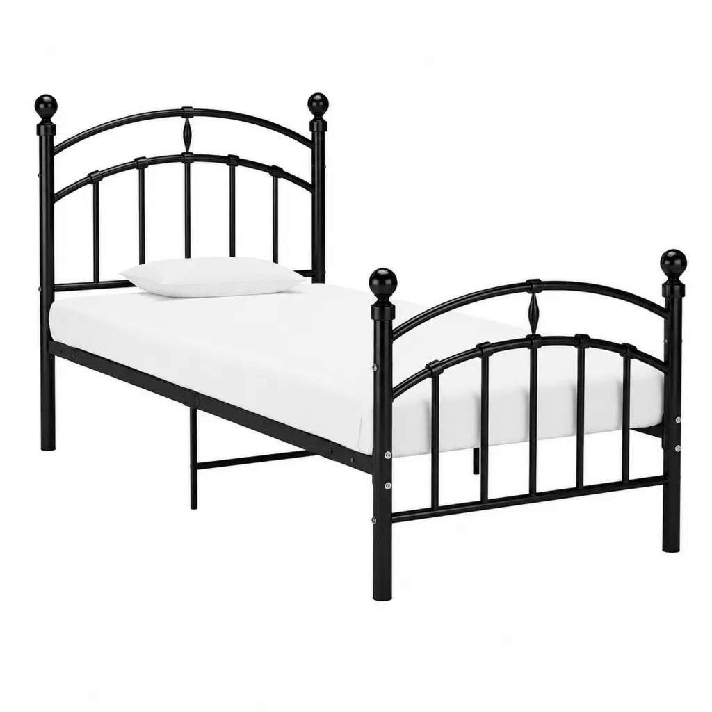 Metallbett Einzelbett 90 x 200 cm Stahl Schwarz