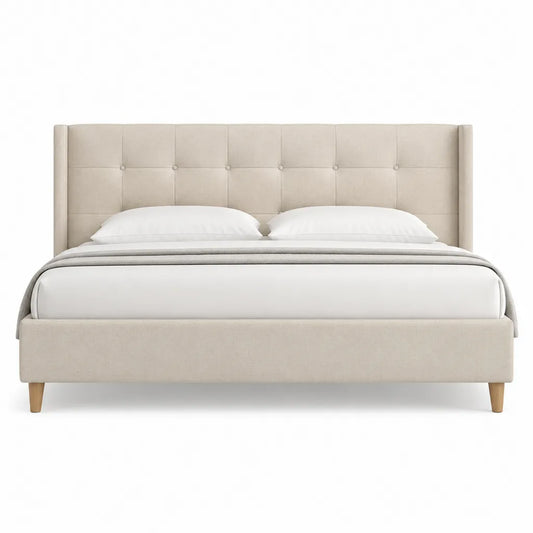 Polsterbett Doppelbett 180 x 200 cm mit Polyesterbezug rechteckig Beige