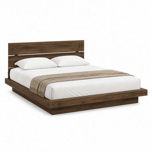 Doppelbett Bettgestell 180 x 200 cm Spanplatte Dunkelbraun Rechteckig