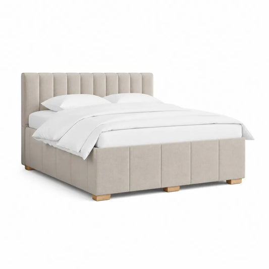Polsterbett Doppelbett 160 x 200 cm mit Polyesterbezug Rechteckig Beige